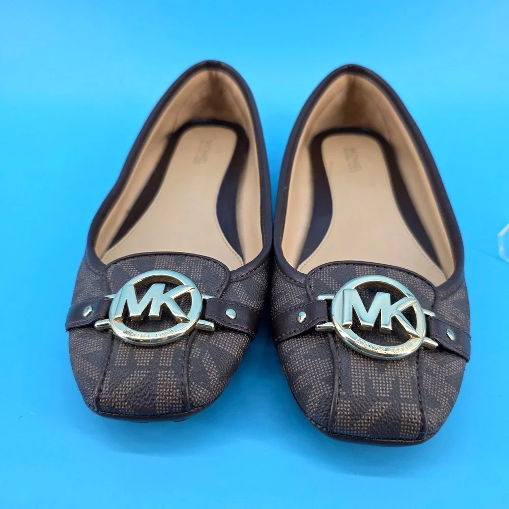 Michael Michael Kors Fulton Moc Brown Signature Logo‎ Flats 9.5M ME18L